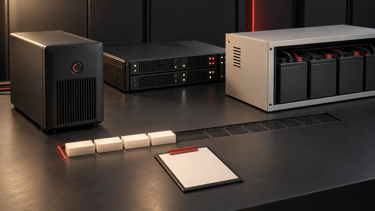 Conceptual editorial illustration for Why Is Your UPS Backup Time Shorter Than Specified; unbranded illustrative equipment, not an actual product, installation, wiring diagram or verified test result.