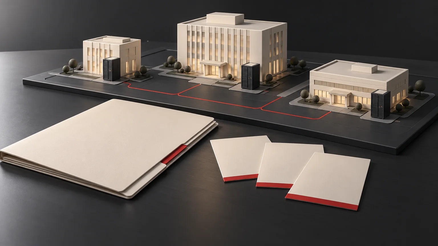Conceptual illustration of shared campus UPS requirements and separate building schedules.