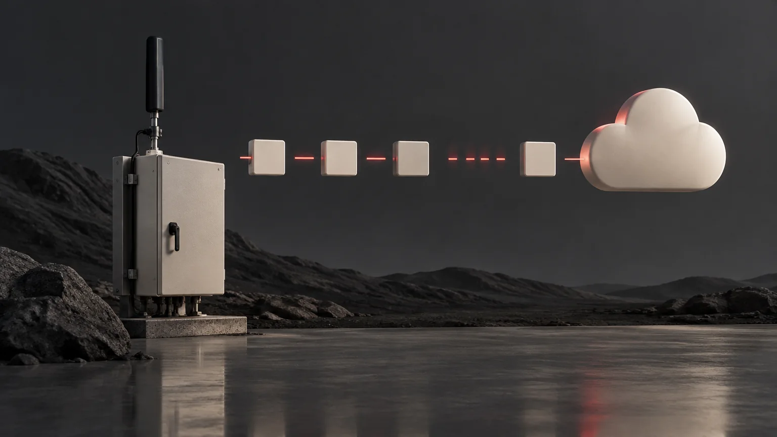 Conceptual engineering illustration: Remote Monitoring Station Offline: Power, Connectivity or Sampling.