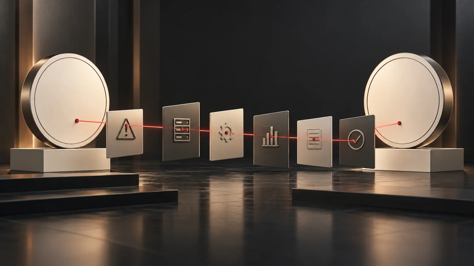 Conceptual engineering illustration: Locate Delays in a UPS Alarm Notification Chain.