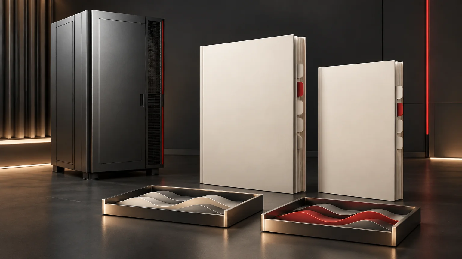 Conceptual UPS, blank specification folios and separate operating-mode relief samples.