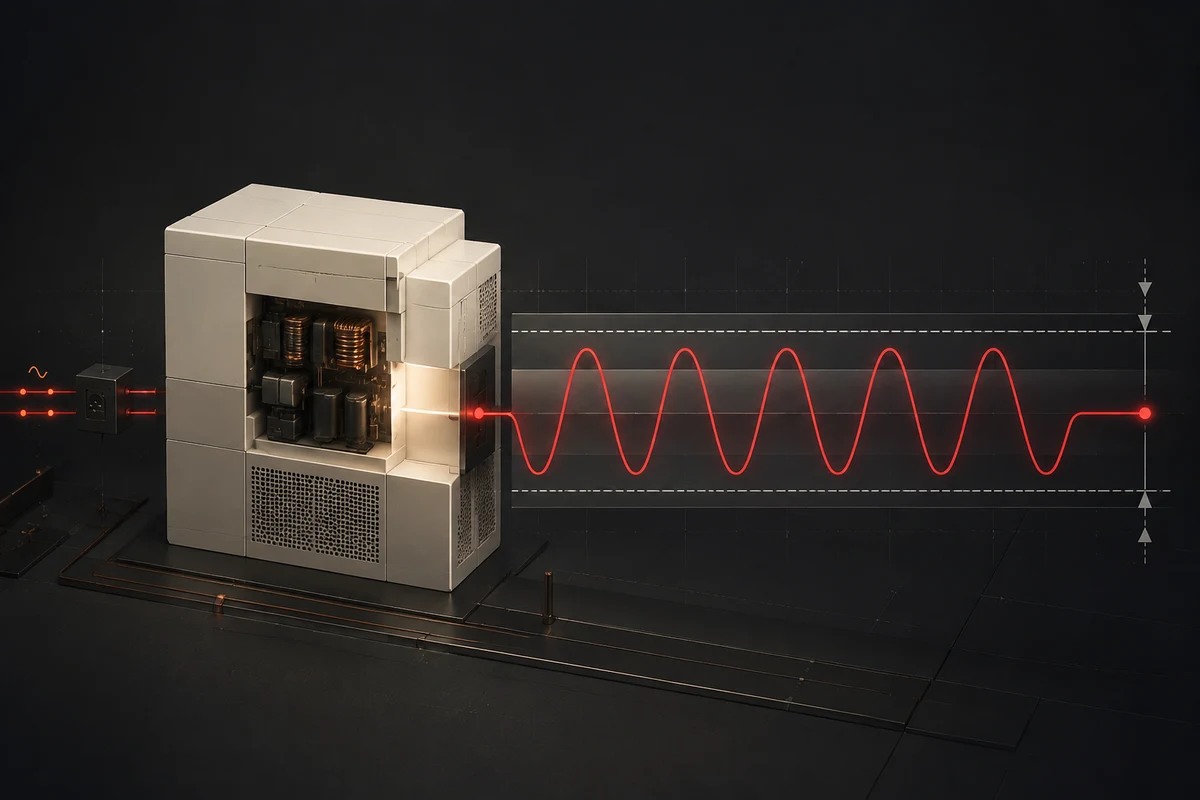 How to Read UPS Output-Voltage Regulation Without Over-Specifying the System — conceptual engineering illustration