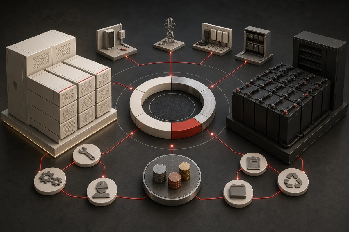 LiFePO4 UPS TCO: The Inputs You Need Before Claiming a Saving — conceptual engineering illustration