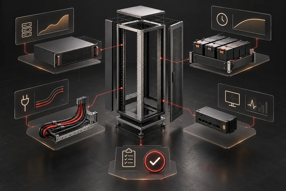 Rack UPS RFQ Template for Data Centres and Server Rooms — conceptual engineering illustration