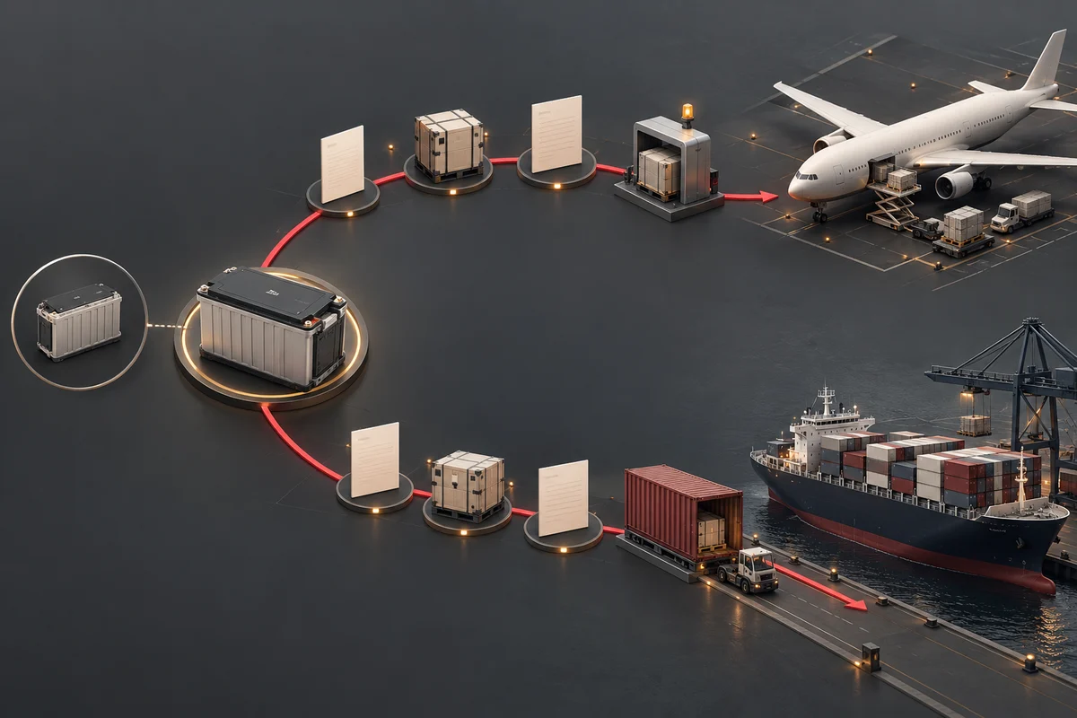 Sea vs Air Shipment for Lithium UPS Systems: Documentation Questions Differ — conceptual engineering illustration