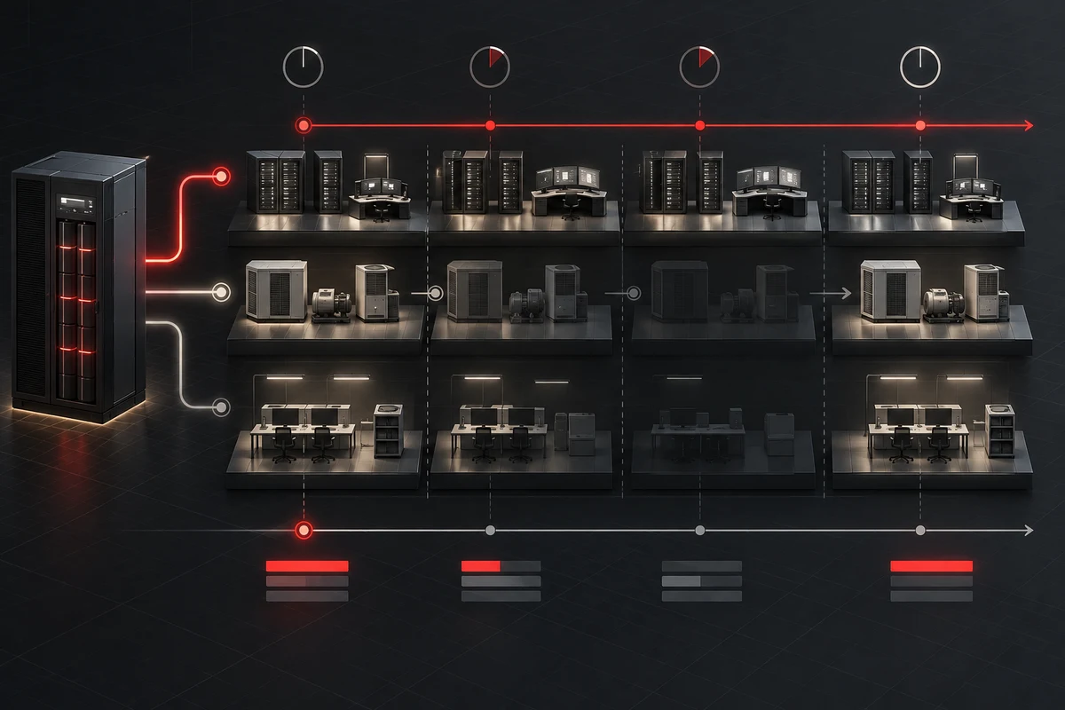 UPS Load Priority and Shedding Plan: What Stays On During an Outage — conceptual engineering illustration