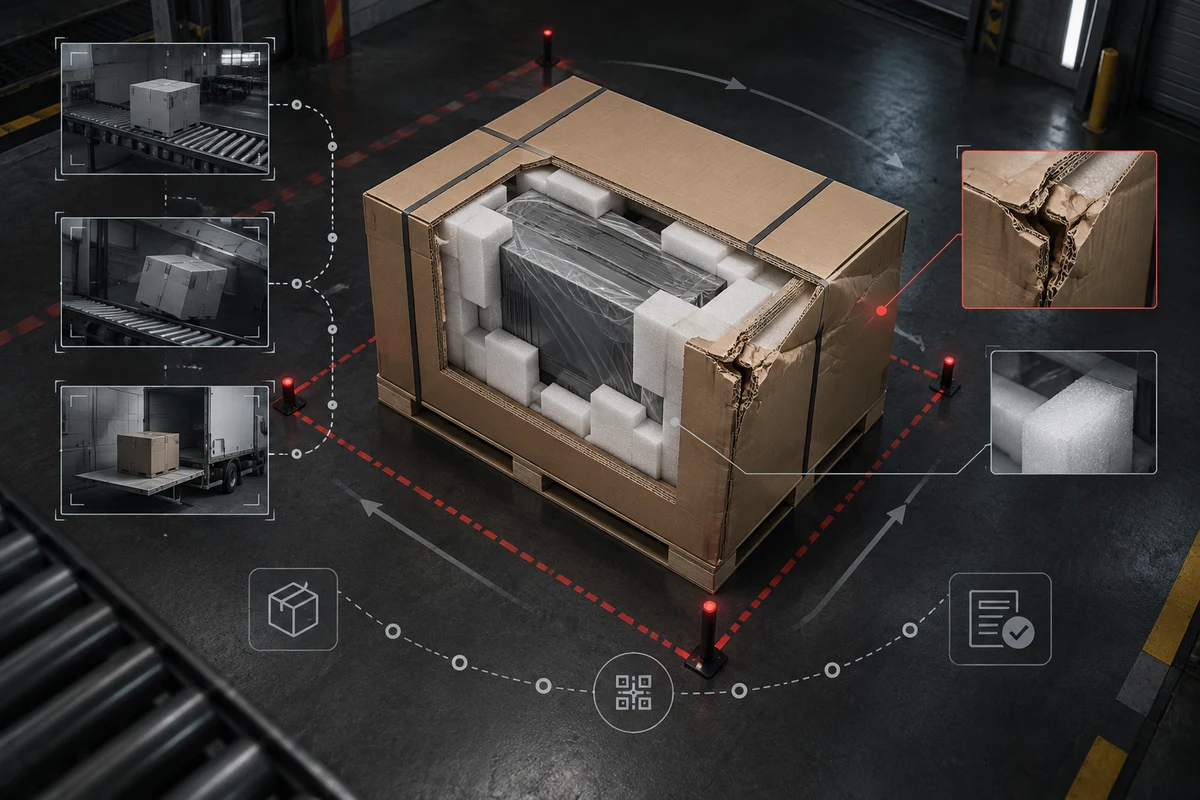 UPS Packaging and Transit-Damage Acceptance Checklist — conceptual engineering illustration